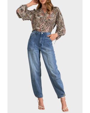 Elan Paisley Boho Blouse - Blue
