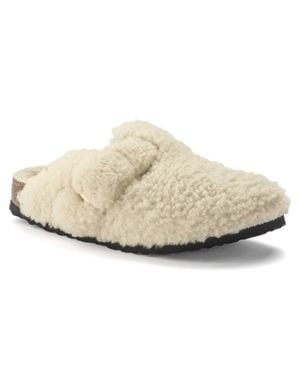 Birkenstock Boston Big Buckle Teddy Shearling Clog - White