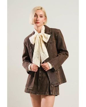 TRUEDAMES Daring Confidence Denim Blazer - Brown