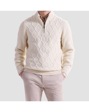 Bugatchi Zip Sweater - Natural