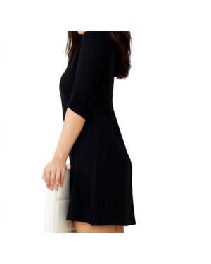 French Kyss Tie Dye Mock Neck Dress - Black