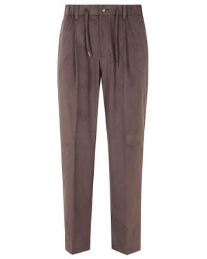 Herno Suede-Effect Drawstring Pants With Elastic Waistband And Sleek Finish - Brown
