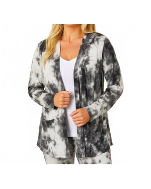 French Kyss Tie Dye Open Cardigan - Gray