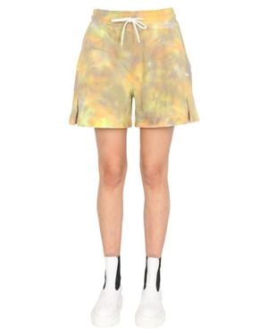 MSGM Relaxed Fit Cotton Shorts - Yellow
