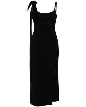 David Koma Satin Bow Detail Open Leg Midi Dress - Black