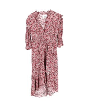Ba&sh Asymmetric Ruffled Viscose Midi Dress - Pink