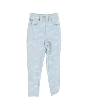 Versace Logo Stamp High-Waisted Jeans - Blue