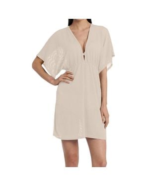 Jordan Taylor Gofret Dolman Sleeve V-Neck Tunic - Natural