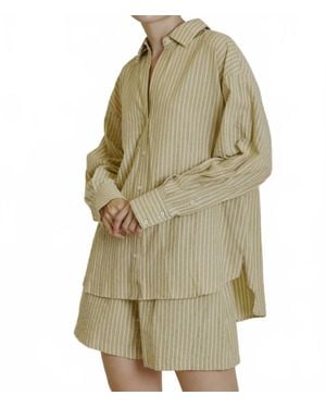 AUREUM Striped Shirt And Shorts Grove Set - Green