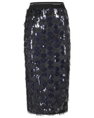 Semicouture Midnight Bindy Sequined Polyester Midi Skirt - Black