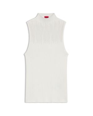 HUGO Knitted Top With Sheer Section - White