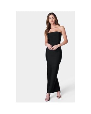 Bebe Long Strapless Bandage Dress - Black
