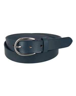 CTM Adjustable Smooth Leather Dress Belt - Blue