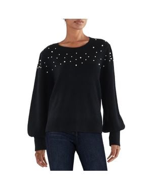 Cece Embellished Knit Crewneck Sweater - Black
