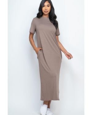 TRUEDAMES Fashnzfab Side Pocket Tee Dress - Gray