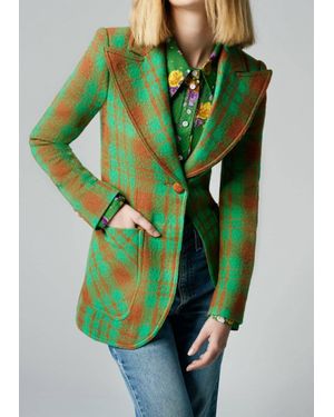 Smythe Patch Pocket Birkin Blazer In Kelly Green Plaid
