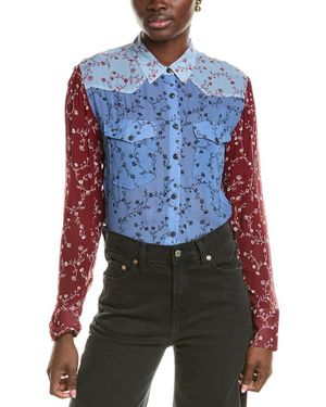 Rag & Bone Wyatt Patchwork Shirt - Blue