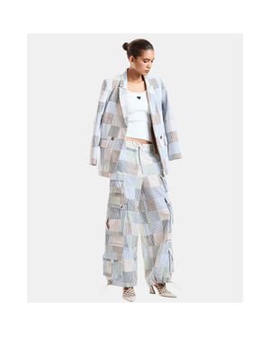 Cynthia Rowley Seersucker Madras Blazer - Blue