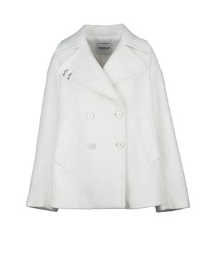 Dondup Double-Breasted Coat With Classic Lapel - White