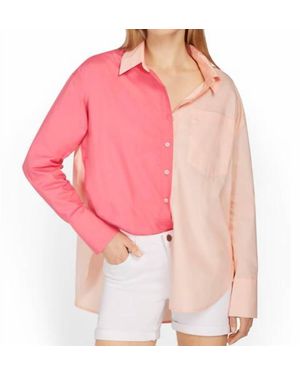 Aaron & Amber Color Block Button Up - Pink