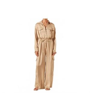 Shona Joy Shae Drawstring Utility Jumpsuit - Natural