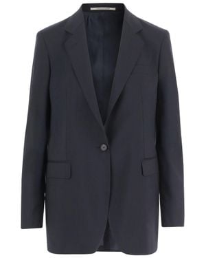 Tagliatore Tailored Stretch Wool Jacket With Lapel Collar - Blue