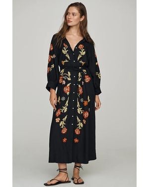 The Great Embroidered Midi Dress - Black