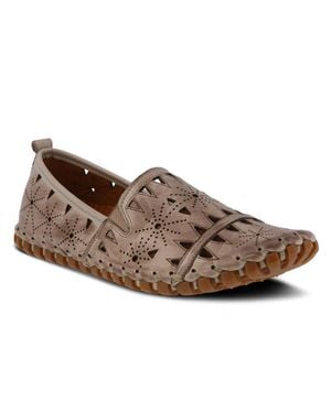 Spring Step Fusaro Loafers Leather Round Toe Slip On Shoes Gbo450 - Brown