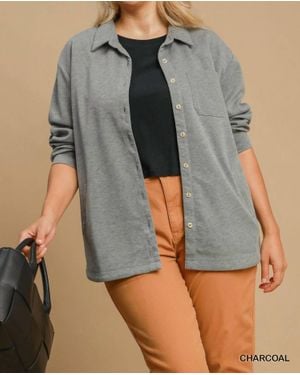 Umgee Oversized Shirt Jacket Plus - Gray