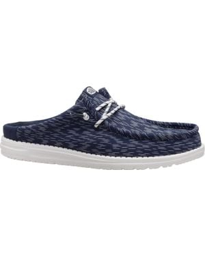 HEYDUDE Wally Slip Jersey Jacquard 44319-4Ve Slip On Mule Liq970 - Blue