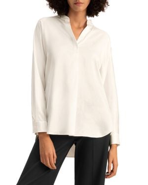 LILYSILK Loungeful Split Neck Silk Shirt For - White