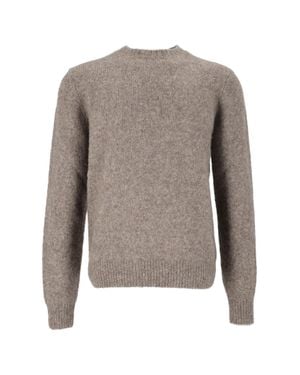 Ballantyne Textured Knit Round-Neck Crewneck Pullover Sweater - Gray
