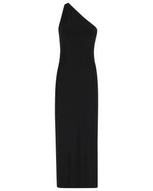Norma Kamali One Shoulder Side-Slit Polyester Dress - Black