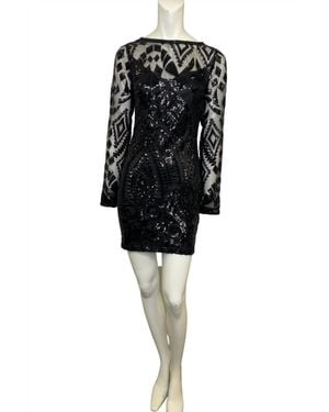 Emma Long Sleeve Mini Dress - Black