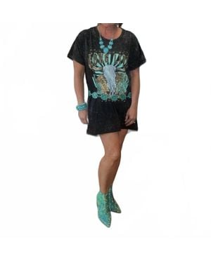 Zutter Long Live Tee Shirt Tunic Dress - Green