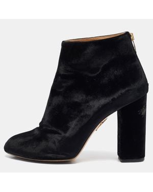 Charlotte Olympia Velvet Alba Ankle Boots - Black