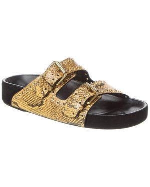 Isabel Marant Lennyo Snake-Embossed Leather Sandal - Brown