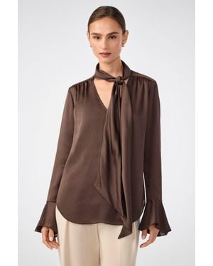 Trina Turk Alora Lavalliere Blouse - Brown