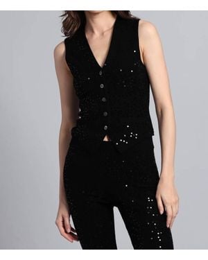 Minnie Rose Viscose Sequin Vest - Black