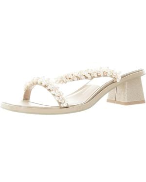 Dolce Vita River Pearl Embellished Slides Heels - Natural
