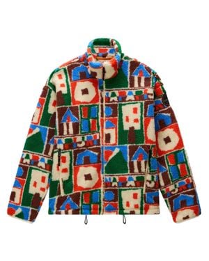 Napapijri Abstract Geometric Polyester Fleece Jacket - Red