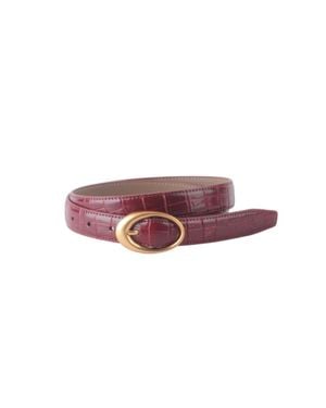 Reign the Label Croco Clean Stitched Belt With Oval Buckle - Purple