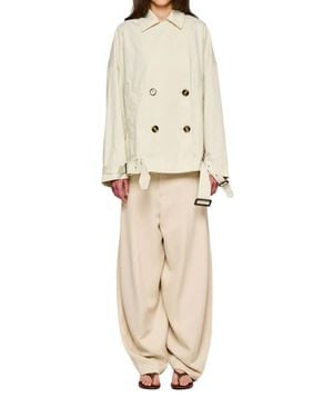 OOF WEAR Carcoat Smerigliato Loose Double Breasted Cotton Coat - Natural