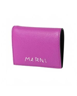 Marni Mending Leather Bi-Fold Wallet - Purple