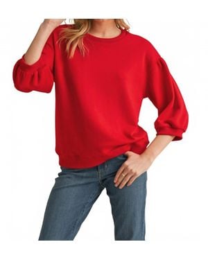 Jodifil Bella Balloon Sleeve Knit Top - Red