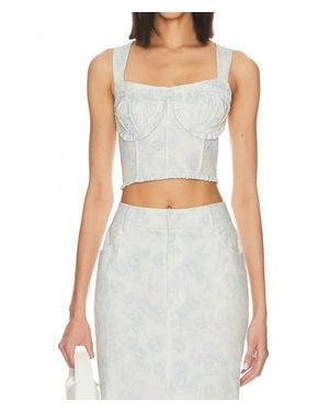For Love & Lemons Chantal Denim Corset Top - Gray