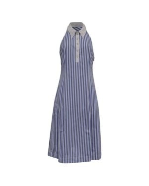 Thom Browne Awning Stripe Halter Polo Dress - Blue