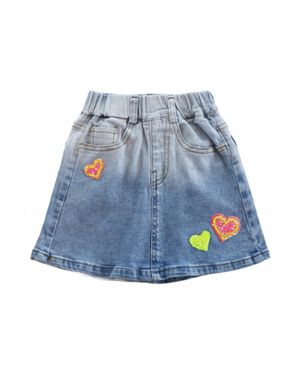 Doe A Dear Girl's Sequin Hearts Skirt - Blue