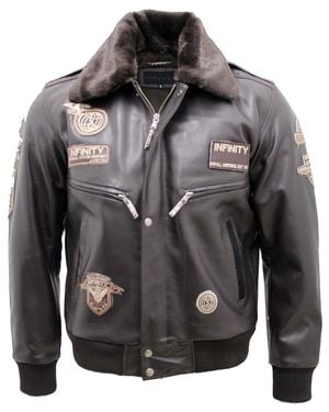 Infinity Leather Leather Us Air Force Bomber Jacket-Wellington - Gray