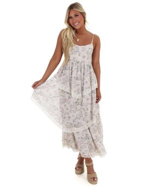 In February Secret Garden Floral Maxi Dress - White